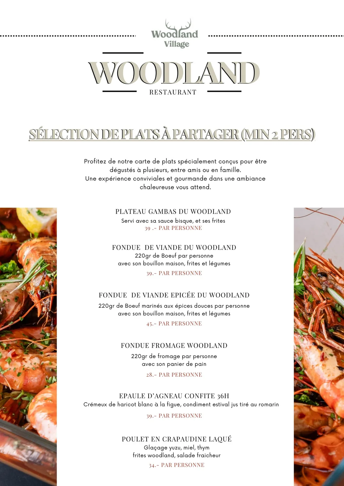 Carte du restaurant Woodland Village, page 4 : Plats à partager